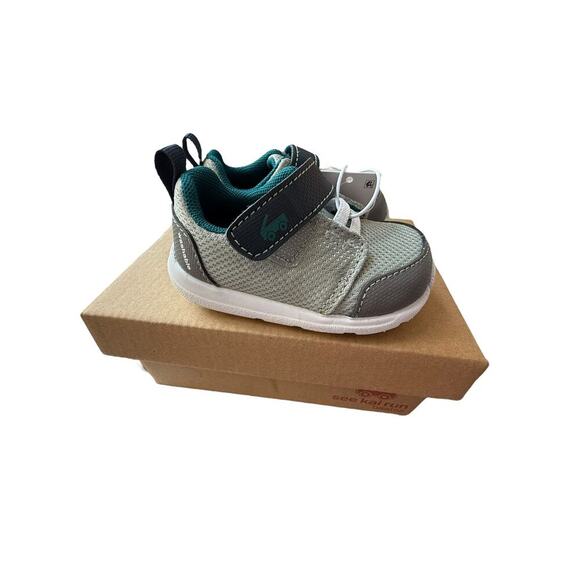 NIB See Kai Run Toddler Gray/Blue Stryker Lace Sneakers Size 4 - Picture 1 of 7